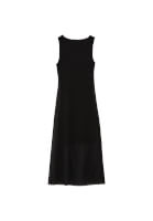 Bayan Siyah Büzgü Detaylı Uzun Elbise