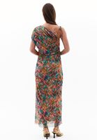 Bayan Çok Renkli Büzgü Detaylı Midi Elbise