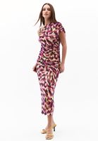 Bayan Çok Renkli Büzgü Detaylı Midi Elbise