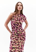 Bayan Çok Renkli Büzgü Detaylı Midi Elbise