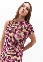 Bayan Çok Renkli Büzgü Detaylı Midi Elbise