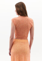 Bayan Çok Renkli Asimetrik Kol Detaylı Crop Tişört