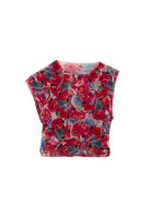 Bayan Çok Renkli Asimetrik Kol Detaylı Crop Tişört