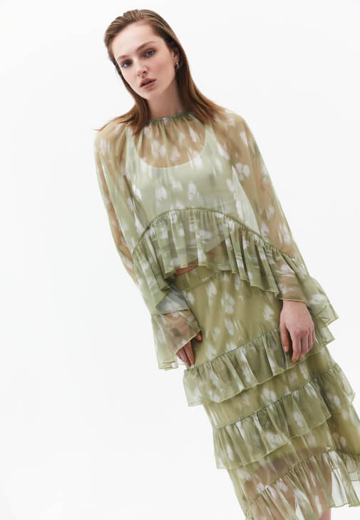  Fırfır Detaylı Tül Pelerin