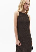 Bayan Kahverengi Dantelli Uzun Elbise