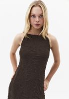 Bayan Kahverengi Dantelli Uzun Elbise