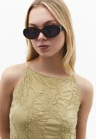 Bayan Yeşil Dantelli Uzun Elbise