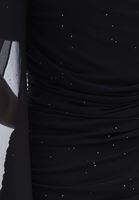 Bayan Siyah Kol Detaylı Büzgülü Elbise