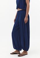 Bayan Lacivert Yüksek Bel Balon Pantolon