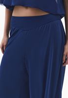 Bayan Lacivert Yüksek Bel Balon Pantolon