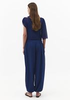 Bayan Lacivert Yüksek Bel Balon Pantolon