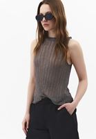 Bayan Gri Sıfır Yaka Ajurlu Atlet