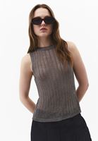 Bayan Gri Sıfır Yaka Ajurlu Atlet