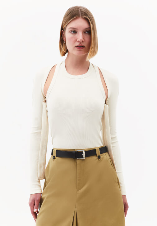 Krem Modal İkili Bluz