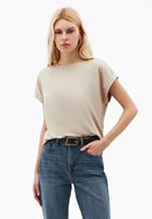 Bayan Bej Modal Sıfır Yaka Tişört