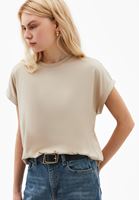 Bayan Bej Modal Sıfır Yaka Tişört