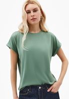 Bayan Yeşil Modal Sıfır Yaka Tişört