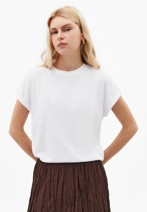 Beyaz Modal Sıfır Yaka Tişört