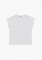 Bayan Beyaz Modal Bot Yaka Tişört