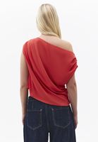 Bayan Kırmızı Modal Asimetrik Tişört