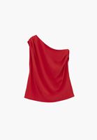 Bayan Kırmızı Modal Asimetrik Tişört