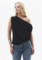 Bayan Siyah Modal Asimetrik Tişört