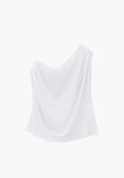 Bayan Beyaz Modal Asimetrik Tişört