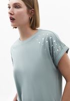 Bayan Yeşil Modal Taş Detaylı Tişört