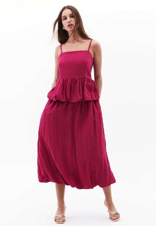 Pembe Modal Yüksek Bel Balon Etek