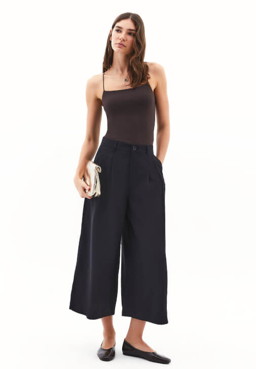 Siyah Modal Culotte Pantolon