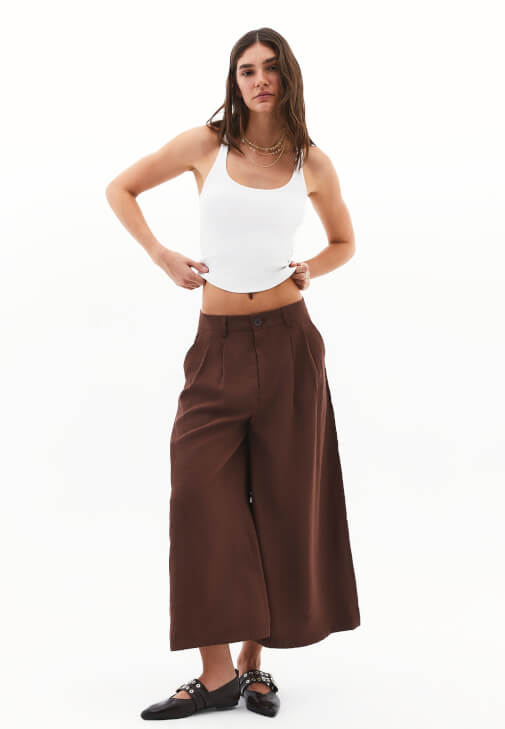 Kahverengi Modal Culotte Pantolon