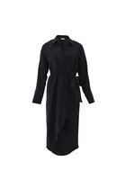 Bayan Siyah Modal Bağlama Detaylı Midi Elbise