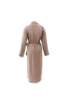 Bayan Kahverengi Modal Bağlama Detaylı Midi Elbise