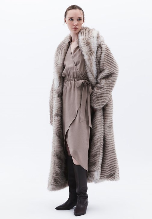 Kahverengi Bağlama Detaylı Midi Elbise ( MODAL )