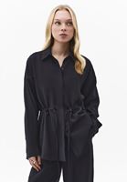 Bayan Siyah Modal Bağcıklı Oversize Gömlek