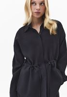 Bayan Siyah Modal Bağcıklı Oversize Gömlek