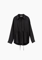 Bayan Siyah Modal Bağcıklı Oversize Gömlek