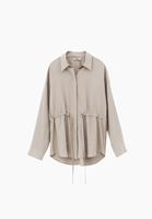 Bayan Bej Modal Bağcıklı Oversize Gömlek