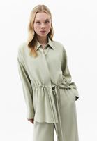 Bayan Yeşil Modal Bağcıklı Oversize Gömlek