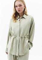 Bayan Yeşil Modal Bağcıklı Oversize Gömlek