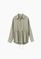 Bayan Yeşil Modal Bağcıklı Oversize Gömlek
