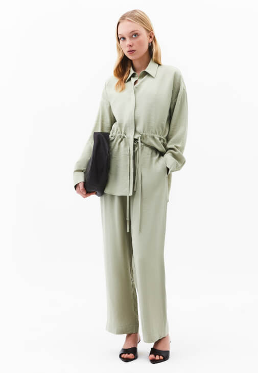 Yeşil Modal Straight-Fit Pantolon