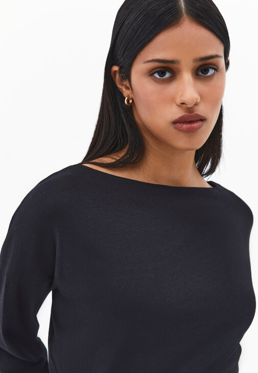 Modal Kazak ve Barrel-Fit Denim Kombini