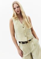 Bayan Yeşil Modal Düğme Detaylı Yelek