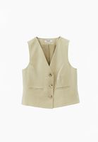 Bayan Yeşil Modal Düğme Detaylı Yelek