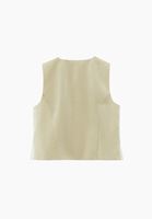 Bayan Yeşil Modal Düğme Detaylı Yelek