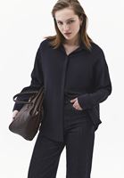 Bayan Siyah Modal Oversize Gömlek