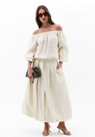 Bayan Krem Modal Balon Kollu Bluz