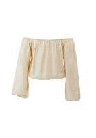 Bayan Krem Modal Balon Kollu Bluz