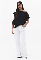 Bayan Siyah Modal Bot Yaka Tişört